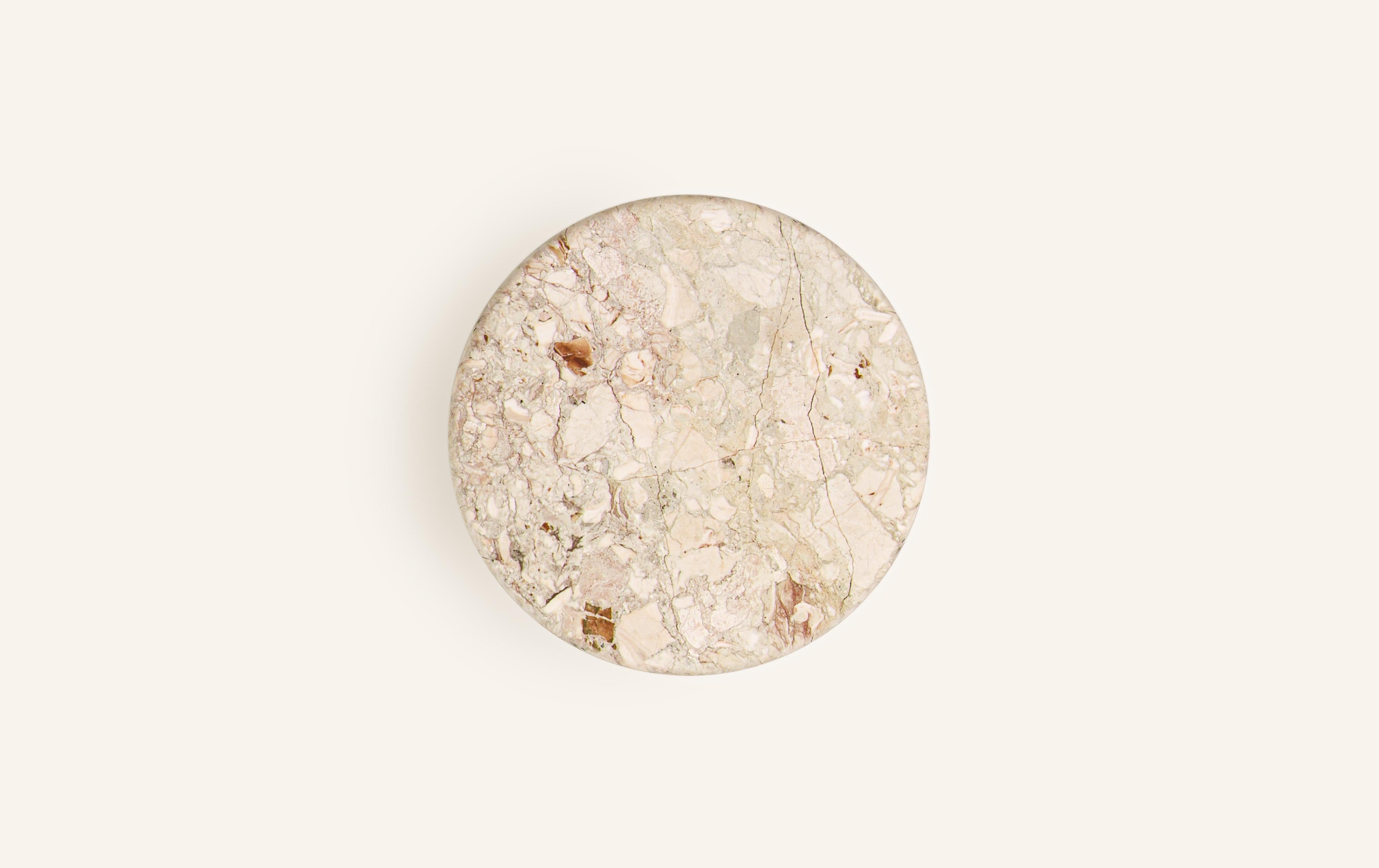 American FORM(LA) Fluta Round Side Table 24”L x 24”W x 20”H Breccia Rosa Marble For Sale