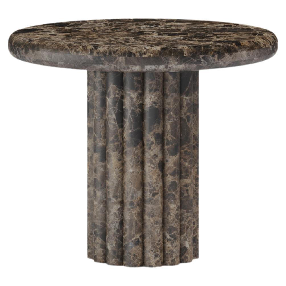 FORM(LA) Fluta Round Side Table 24”L x 24”W x 20”H Dark Emperador Marble