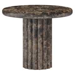 FORM(LA) Fluta Round Side Table 24”L x 24”W x 20”H Dark Emperador Marble