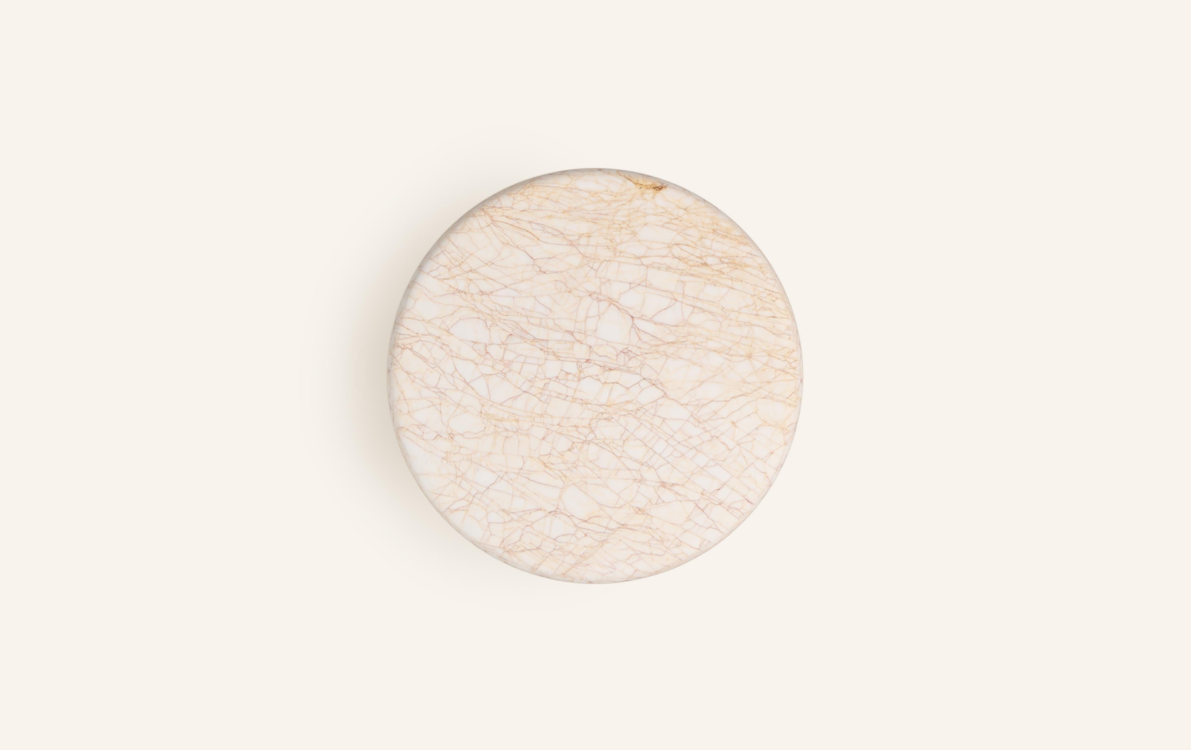 American FORM(LA) Fluta Round Side Table 24”L x 24”W x 20”H Golden Spider Marble For Sale