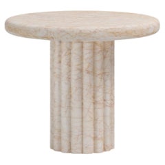 FORM(LA) Fluta Round Side Table 24”L x 24”W x 20”H Golden Spider Marble