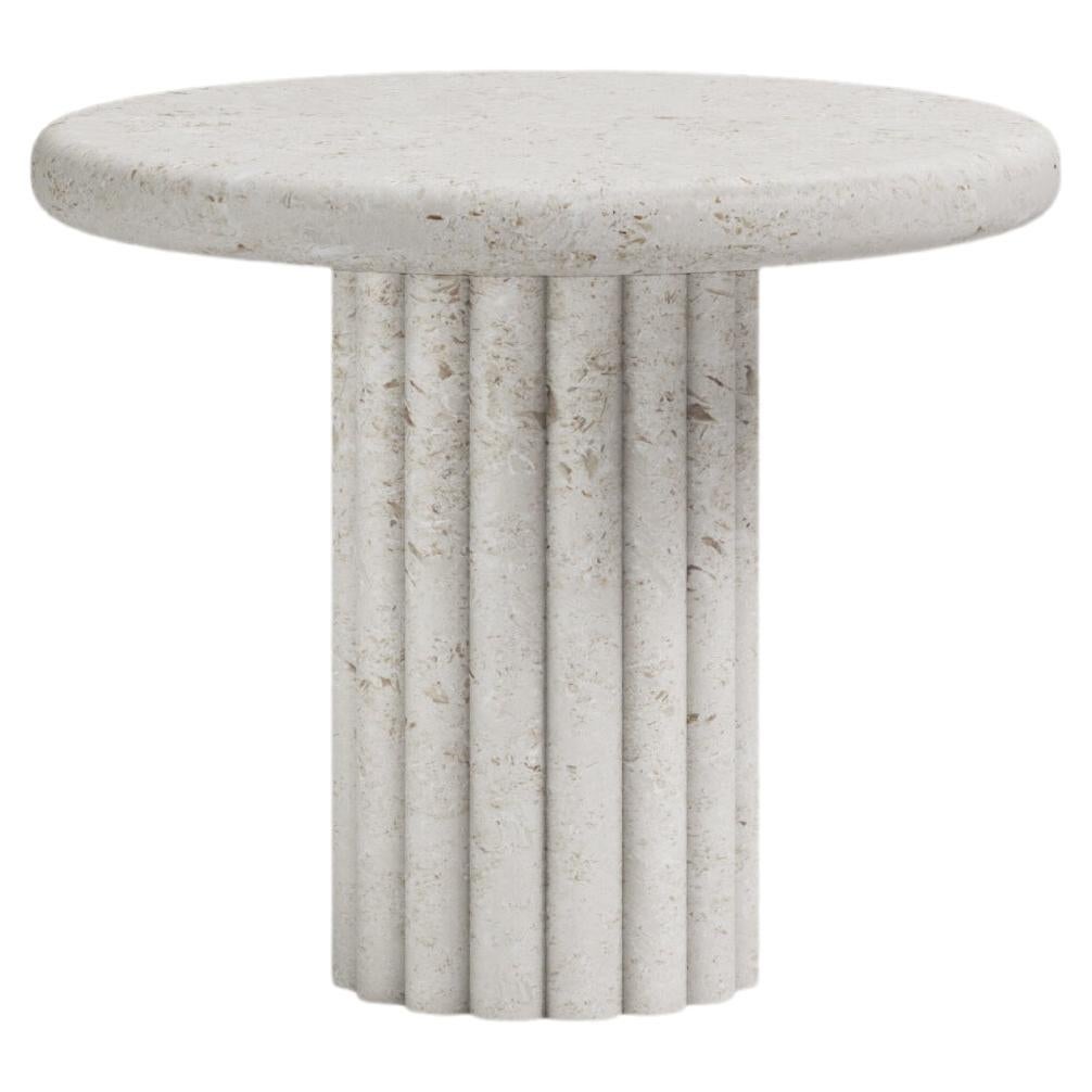 FORM(LA) Fluta Round Side Table 24”L x 24”W x 20”H Limestone Oceano