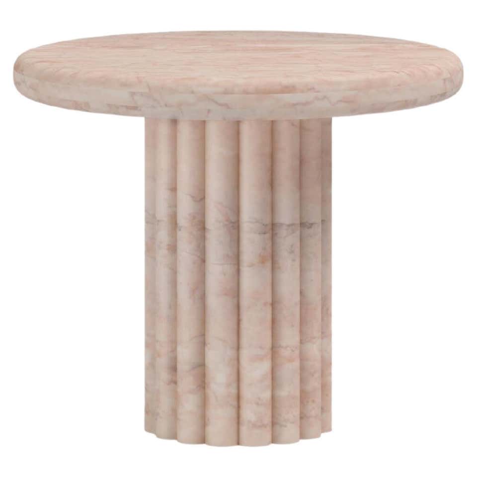 FORM(LA) Fluta Round Side Table 24”L x 24”W x 20”H Breccia Rosa Marble ...