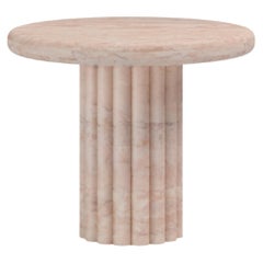 FORM(LA) Fluta Round Side Table 24”L x 24”W x 20”H Rosa Crema Marble