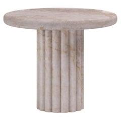 FORM(LA) Fluta Round Side Table 24”L x 24”W x 20”H Taj Mahal Quartzite