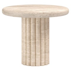 FORM(LA) Fluta Round Side Table 24”L x 24”W x 20”H Travertino Crema VC