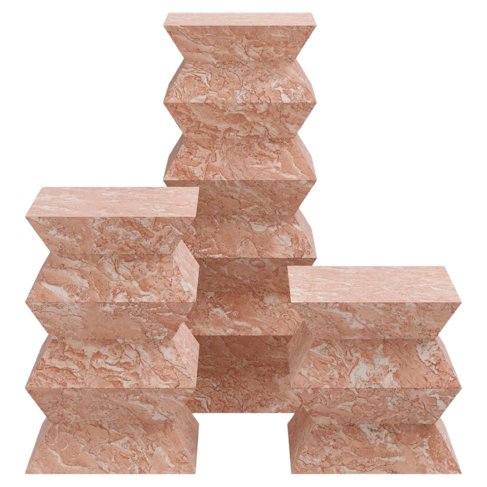 FORM (LA) Grinza-Sockel 16"L x 16"W x 16"H Diana Rose-Marmor