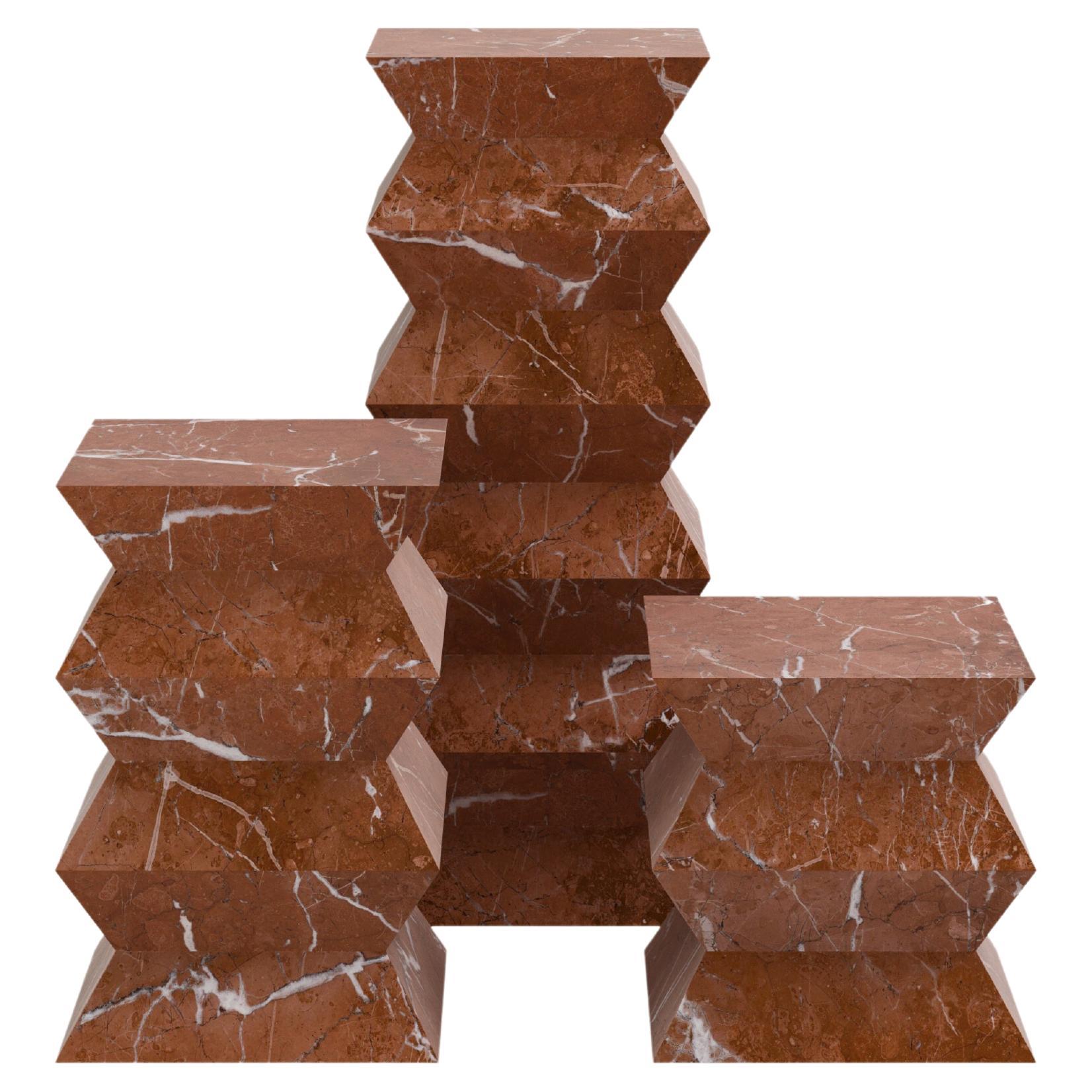 FORM (LA) Grinza-Sockel 16"L x 16"W x 24"H Rojo Alicante-Marmor