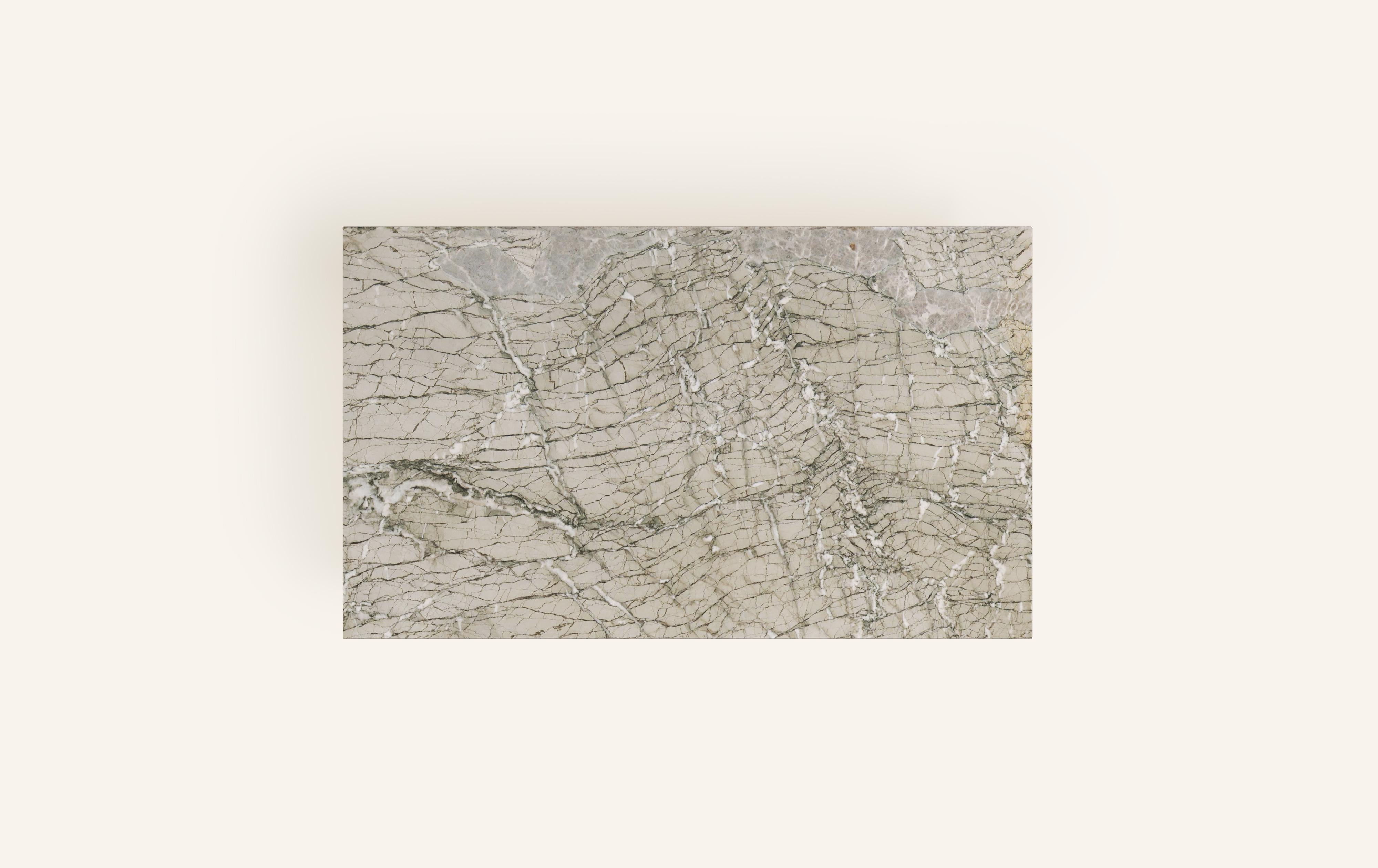 Américain FORM(LA) table basse rectangulaire Grinza 48 po. (L) x 30 po. (L) x 16 po. (H) marbre Verde Antigua en vente