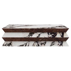 FORM(LA) Grinza table basse rectangulaire 60 po. (L) x 36 po. (L) x 16 po. (H) marbre Calacatta Viola