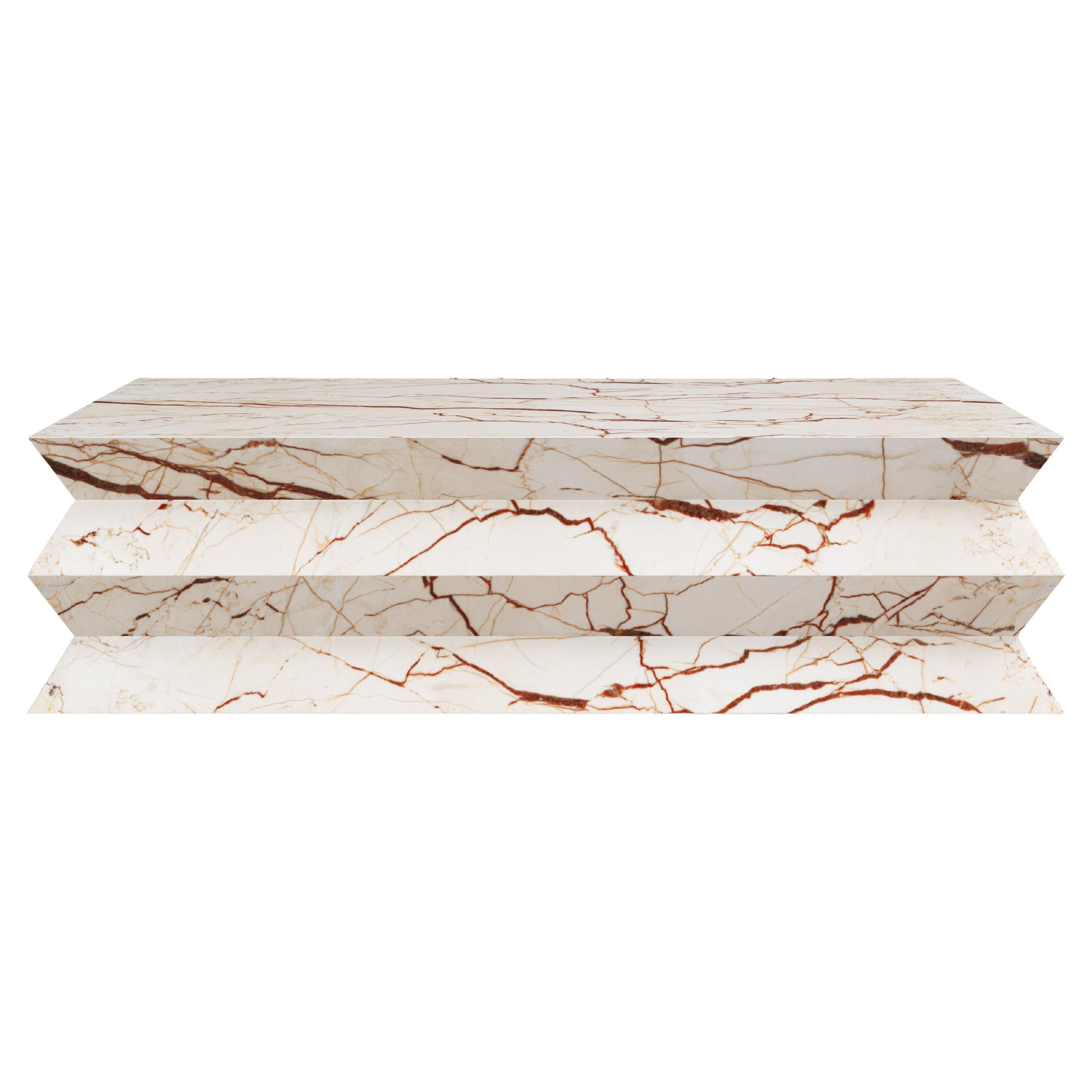 FORM(LA) Grinza table basse rectangulaire 60 po. (L) x 36 po. (L) x 16 po. (H) Sofita marbre beige en vente