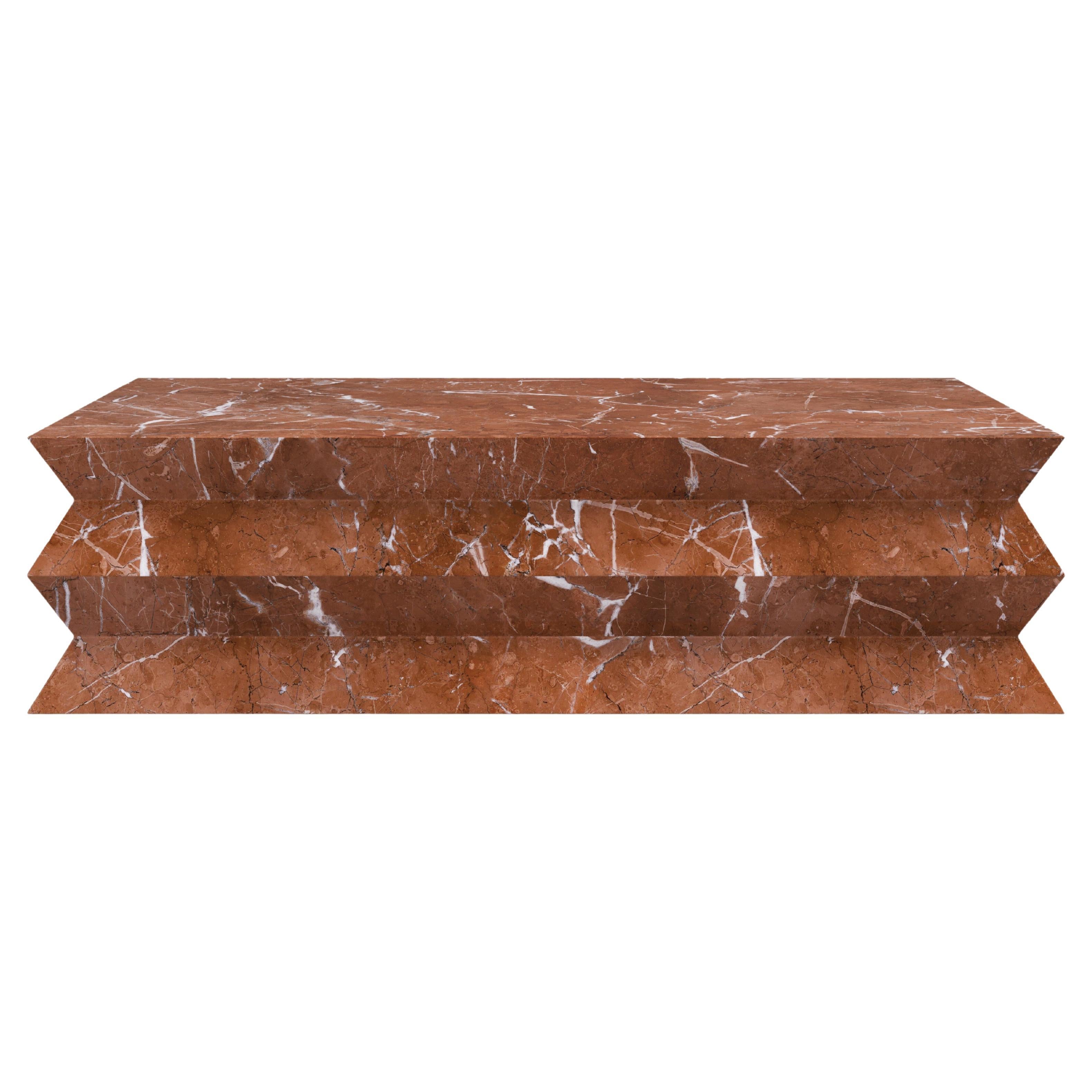 FORM(LA) Grinza Table basse rectangulaire 72 "L x 42 "W x 16 "H Rojo Alicante Marble en vente