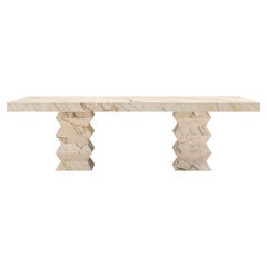 FORM(LA) Grinza Rectangle Dining Table 108"L x 48"W x 32"H Sofita Beige Marble