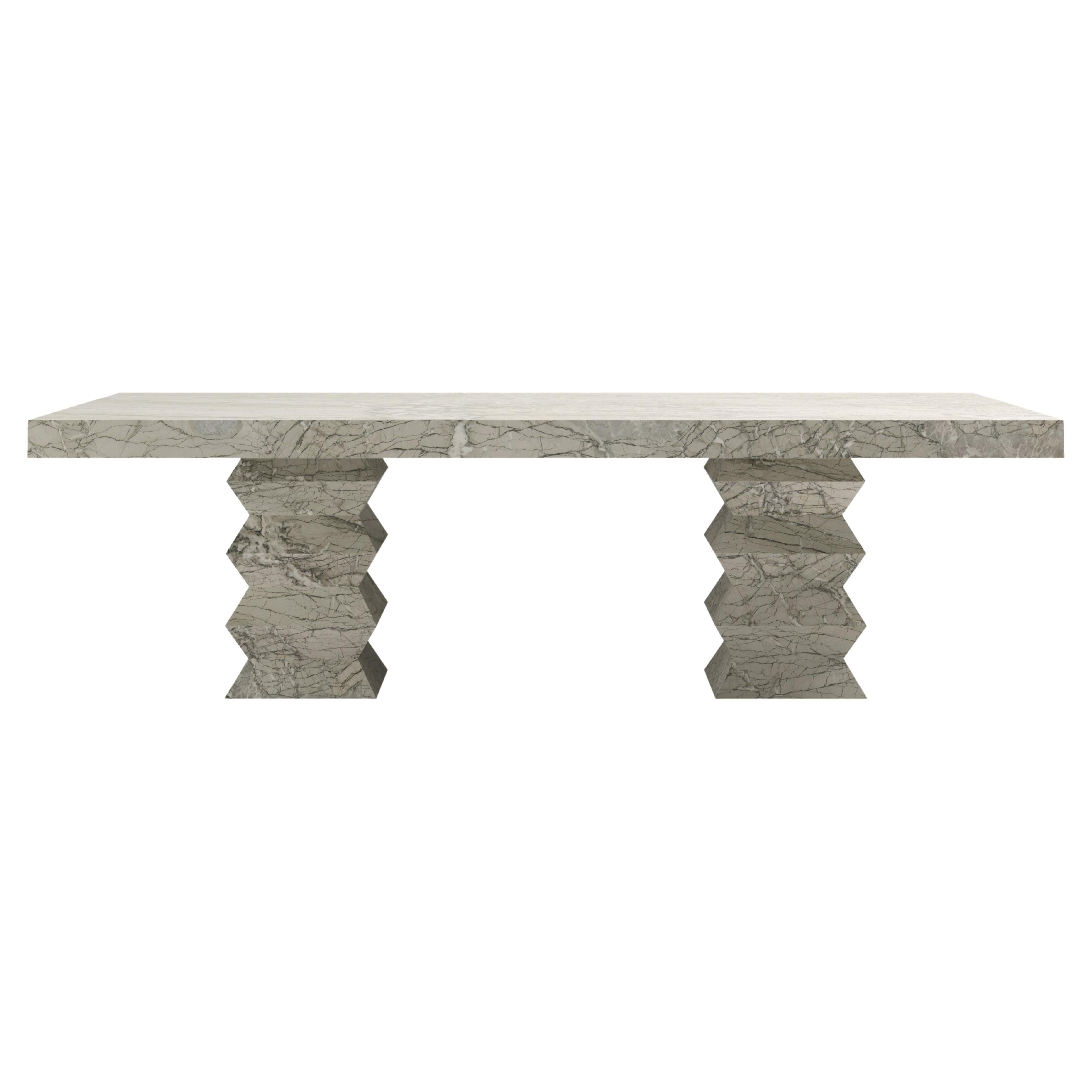 FORM(LA) Grinza Rectangle Dining Table 108"L x 48"W x 32"H Verde Antigua Marble For Sale