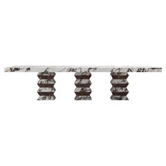 FORM(LA) Grinza Rectangle Dining Table 144"L x 48"W x 32" Calacatta Viola Marble