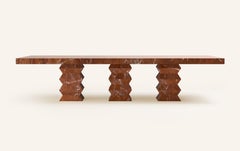 FORM(LA) Grinza Rectangle Dining Table 144"L x 48"W x 32"H Rojo Alicante Marble