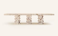 FORM (LA) Grinza Rechteckiger Esstisch 144"L x 48"W x 32"H Sofita Beige Marmor