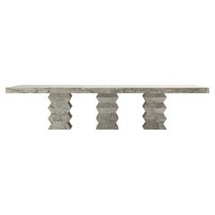 FORM(LA) Grinza Rectangle Dining Table 144"L x 48"W x 32"H Verde Antigua Marble