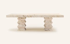 FORM(LA) Grinza Rectangle Dining Table 84"L x 42"W x 32"H Sofita Beige Marble