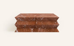FORM(LA) Grinza Square Coffee Table 42"L x 42"W x 16"H Rojo Alicante Marble