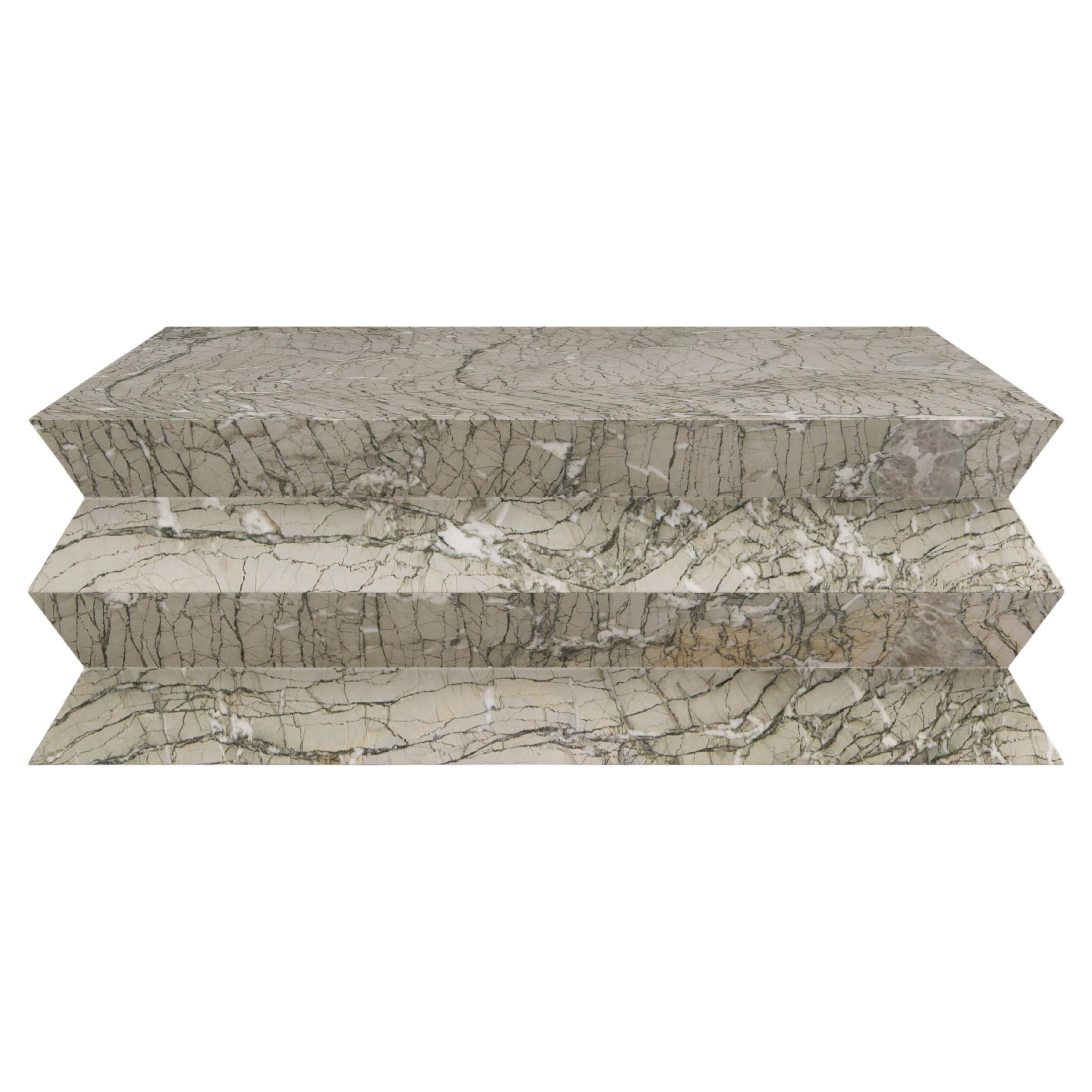 FORM(LA) table basse carrée Grinza 42 po. (L) x 42 po. (L) x 16 po. (H) marbre Antigua Verde Antigua en vente