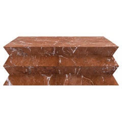 FORM(LA) Grinza Square Coffee Table 60"L x 60"W x 16"H Rojo Alicante Marble