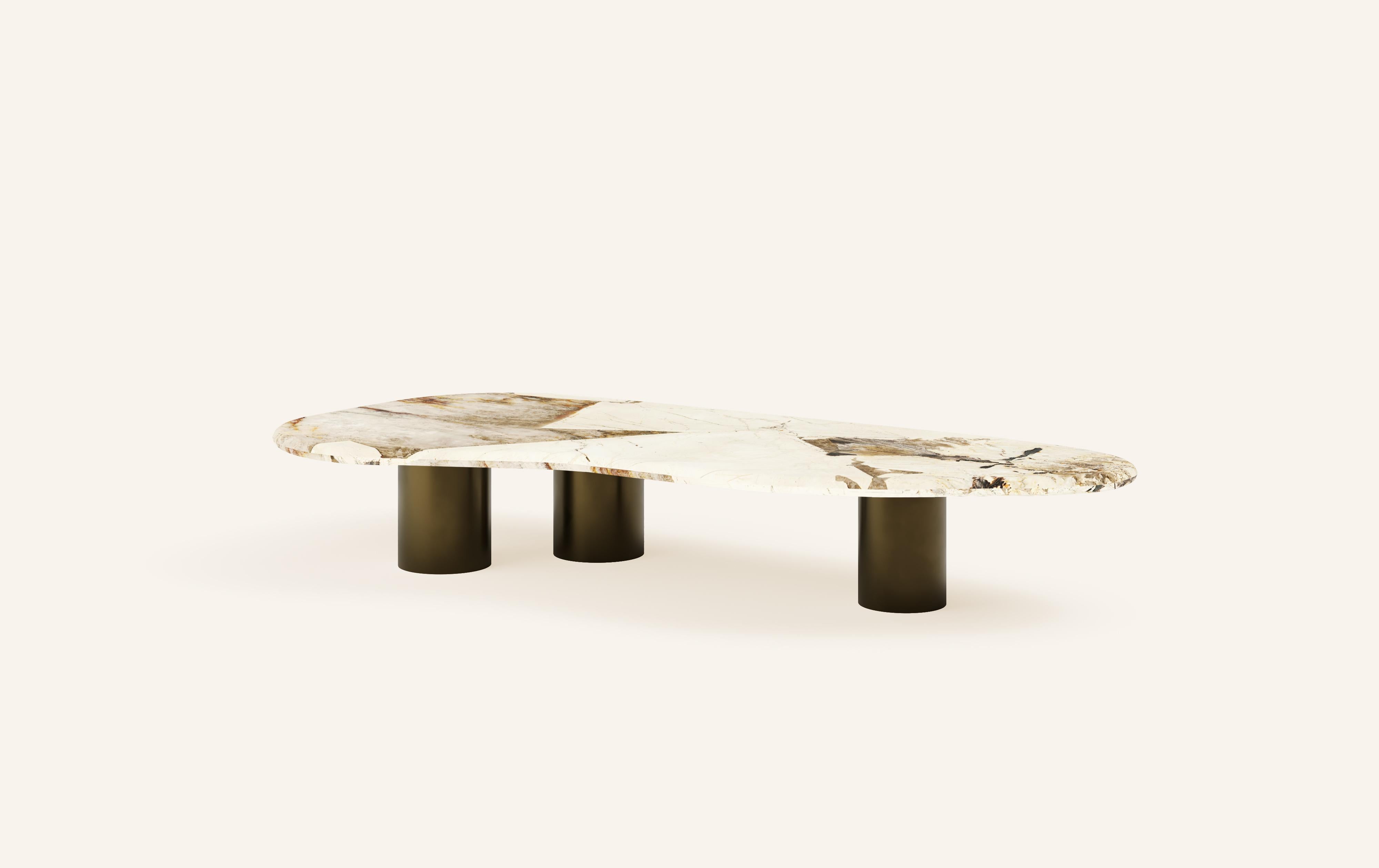 Organic Modern FORM(LA) Lago Freeform Coffee Table 60”L x 30”W x 12”H Quartzite & Bronze For Sale