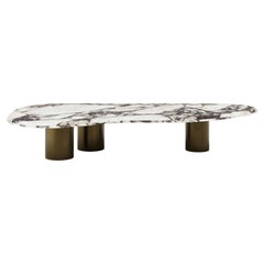 FORM(LA) Lago Freeform Coffee Table 60”L x 30”W x 12”H Viola Marble & Bronze