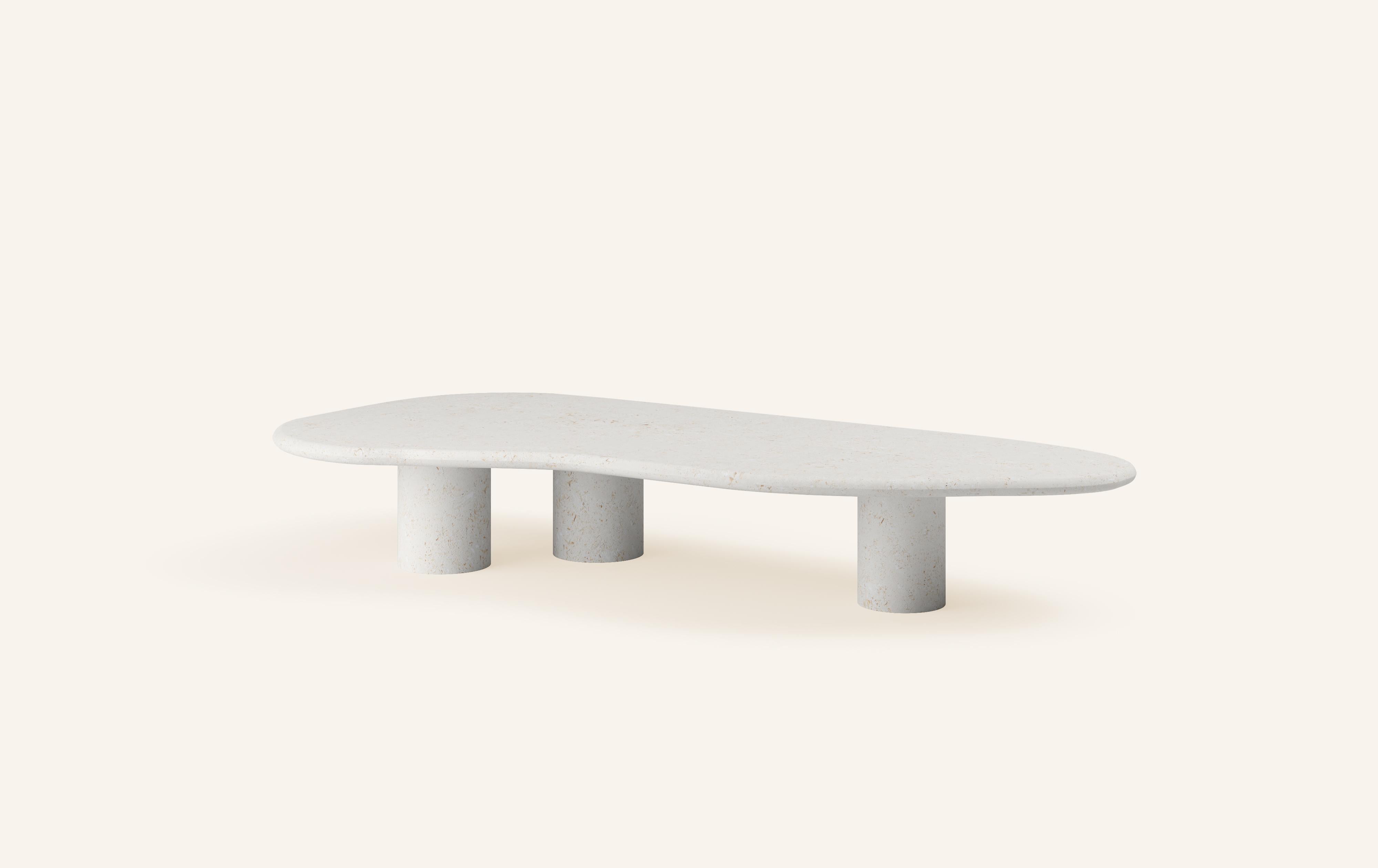 Organic Modern FORM(LA) Lago Freeform Coffee Table 72”L x 36”W x 12”H Limestone Oceano For Sale