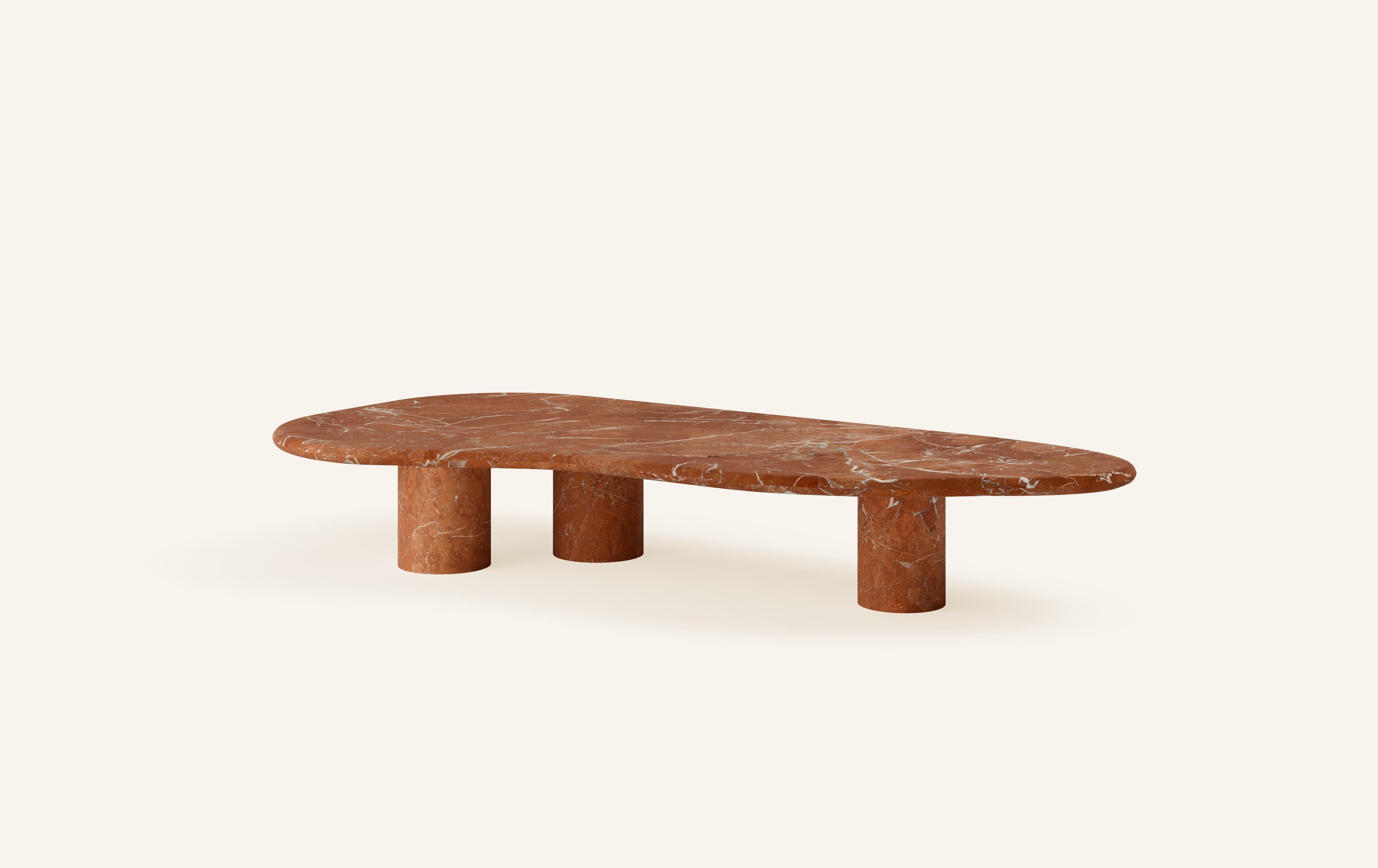 Organic Modern FORM(LA) Lago Freeform Coffee Table 72”L x 36”W x 12”H Rojo Alicante Marble For Sale