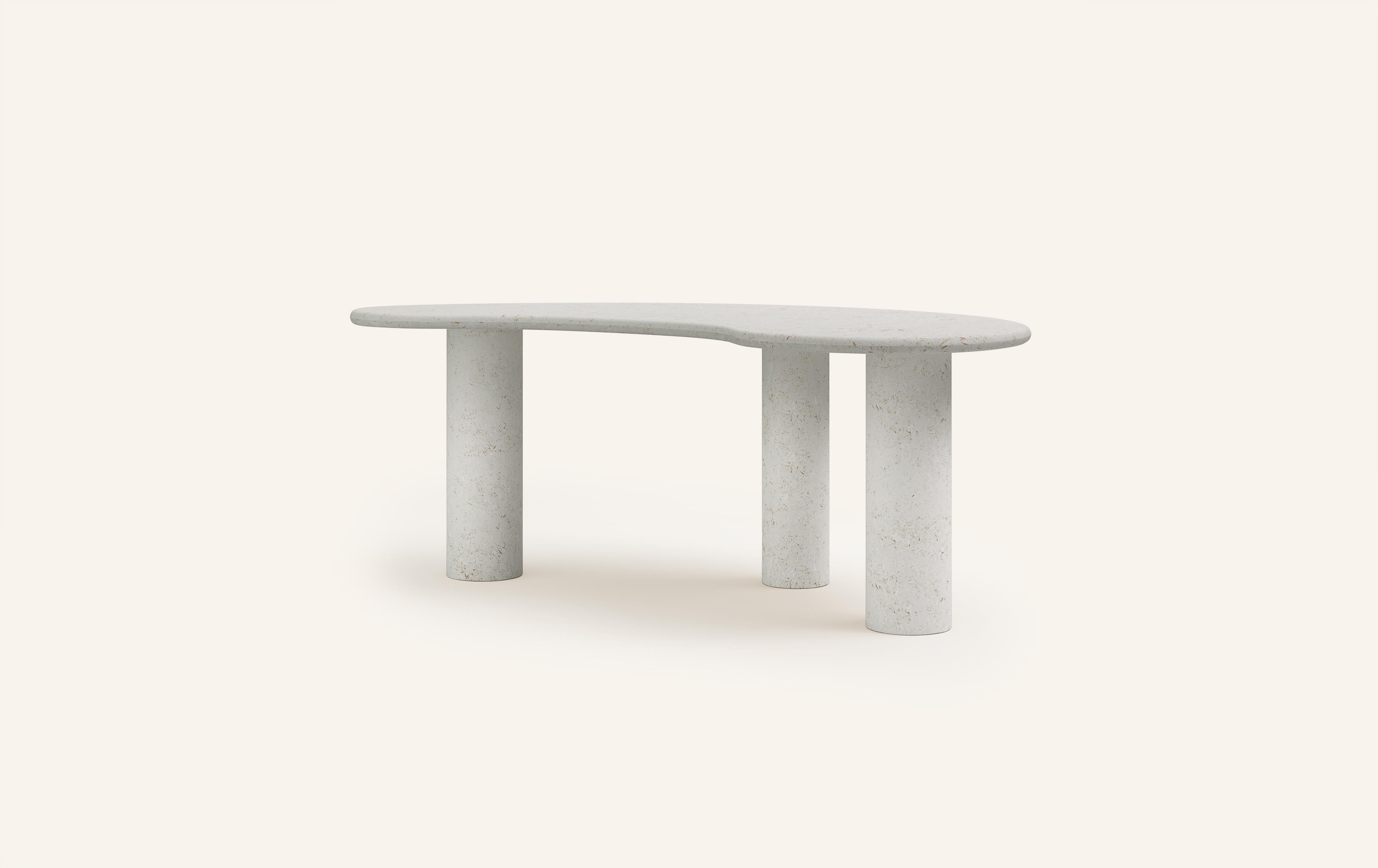 Organic Modern FORM(LA) Lago Freeform Desk 72”L x 36”W x 28”H Limestone Oceano For Sale