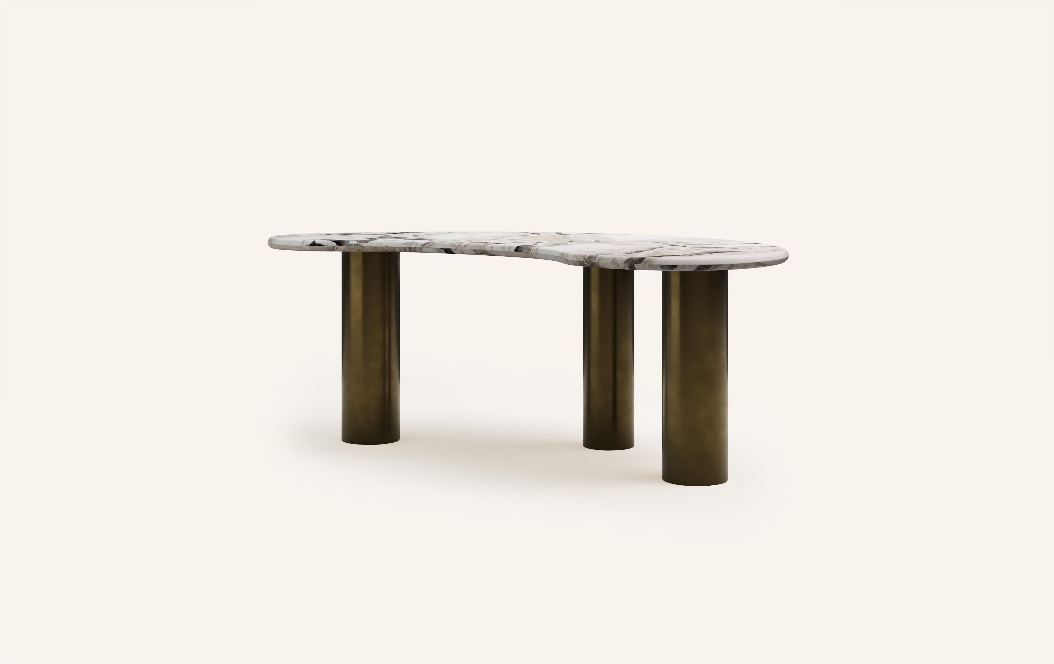 Organic Modern FORM(LA) Lago Freeform Desk 72”L x 36”W x 28”H Oyster Marble & Antique Bronze For Sale