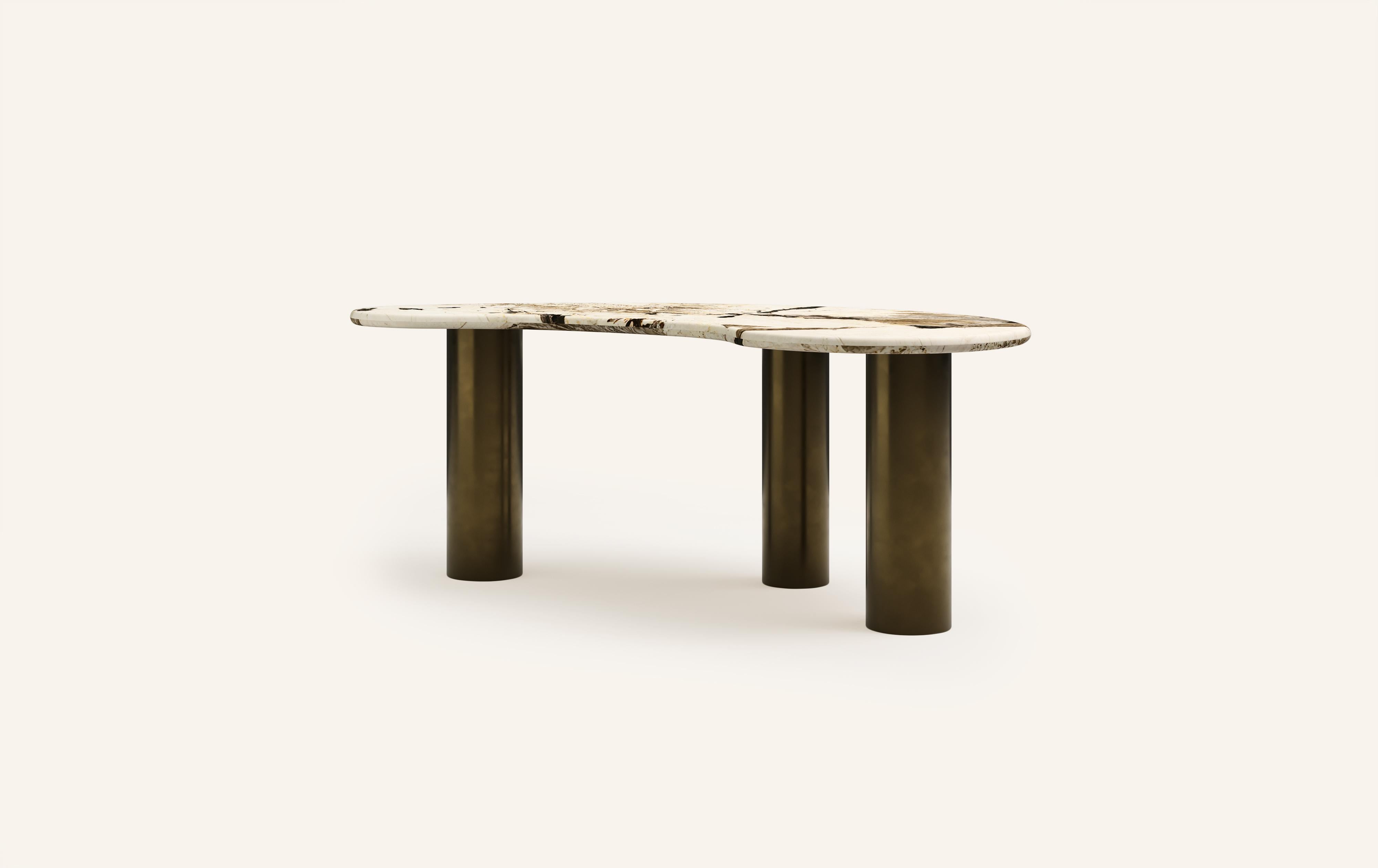 Organic Modern FORM(LA) Lago Freeform Desk 72”L x 36”W x 28”H Quartzite & Antique Bronze For Sale