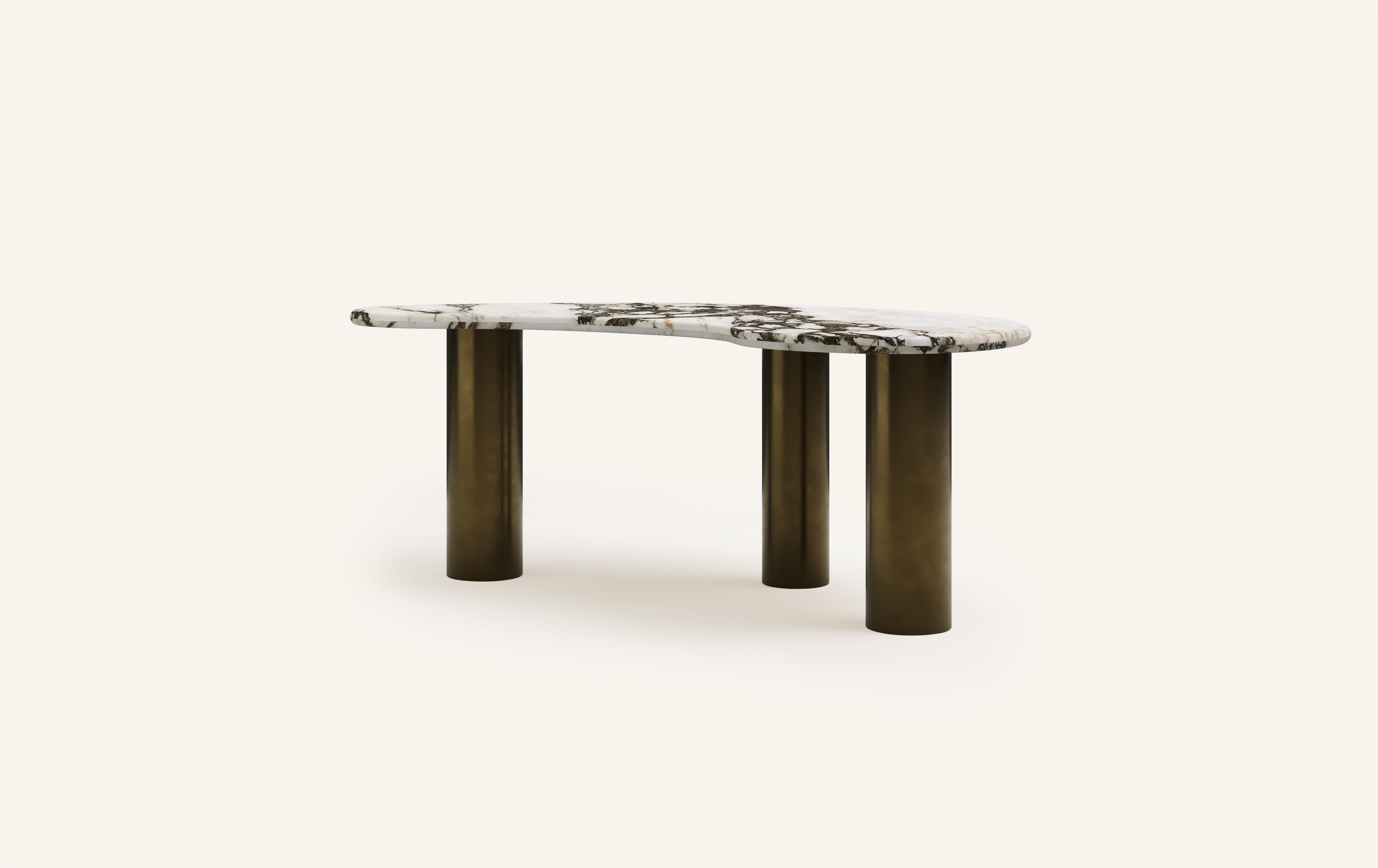 Organic Modern FORM(LA) Lago Freeform Desk 72”L x 36”W x 28”H Viola Marble & Antique Bronze For Sale