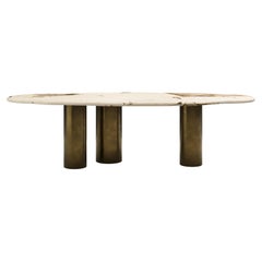 FORM(LA) Lago Freeform Dining Table 108”L x 48”W x 30”H Quartzite & Bronze