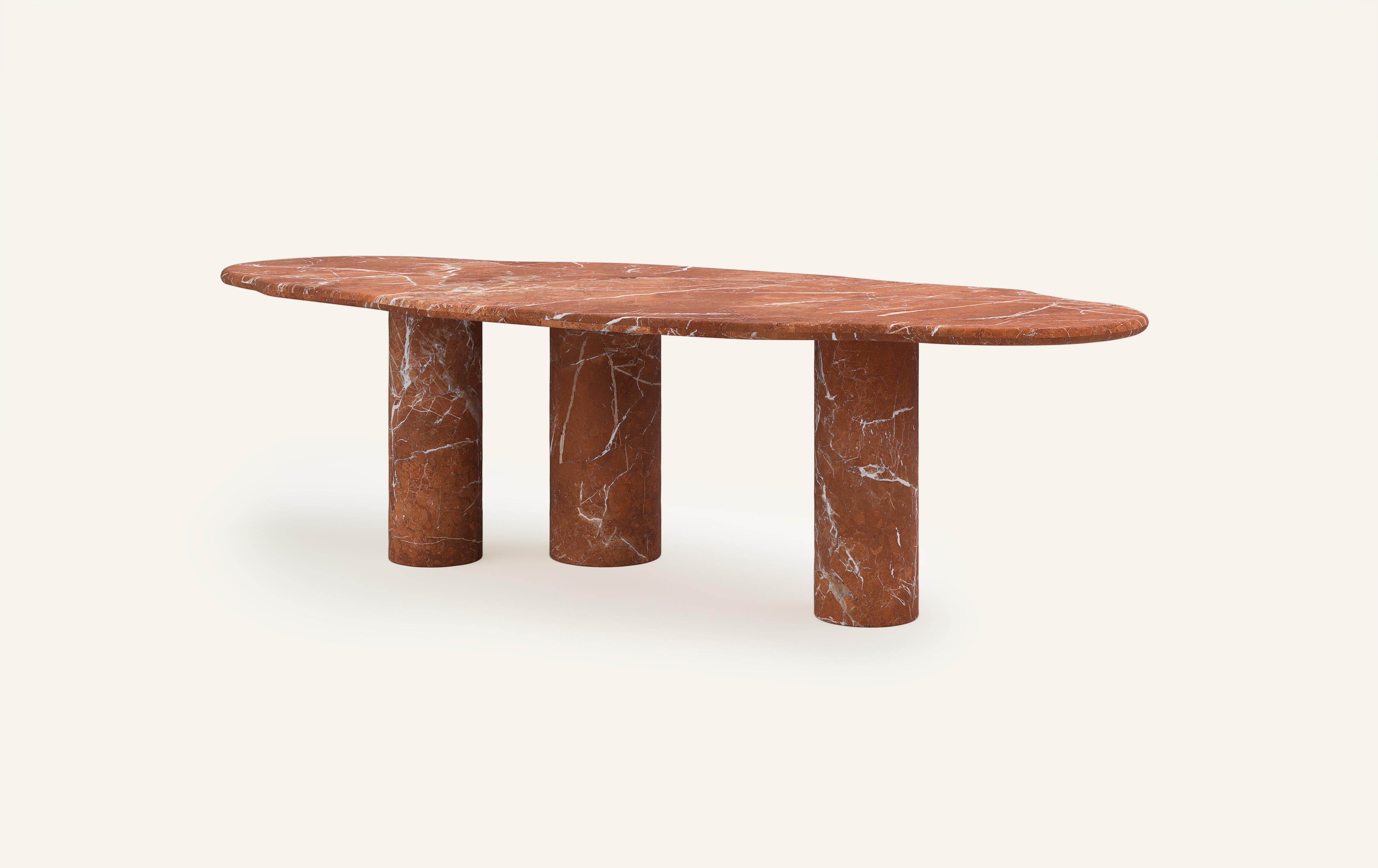 Organic Modern FORM(LA) Lago Freeform Dining Table 108”L x 48”W x 30”H Rojo Alicante Marble For Sale