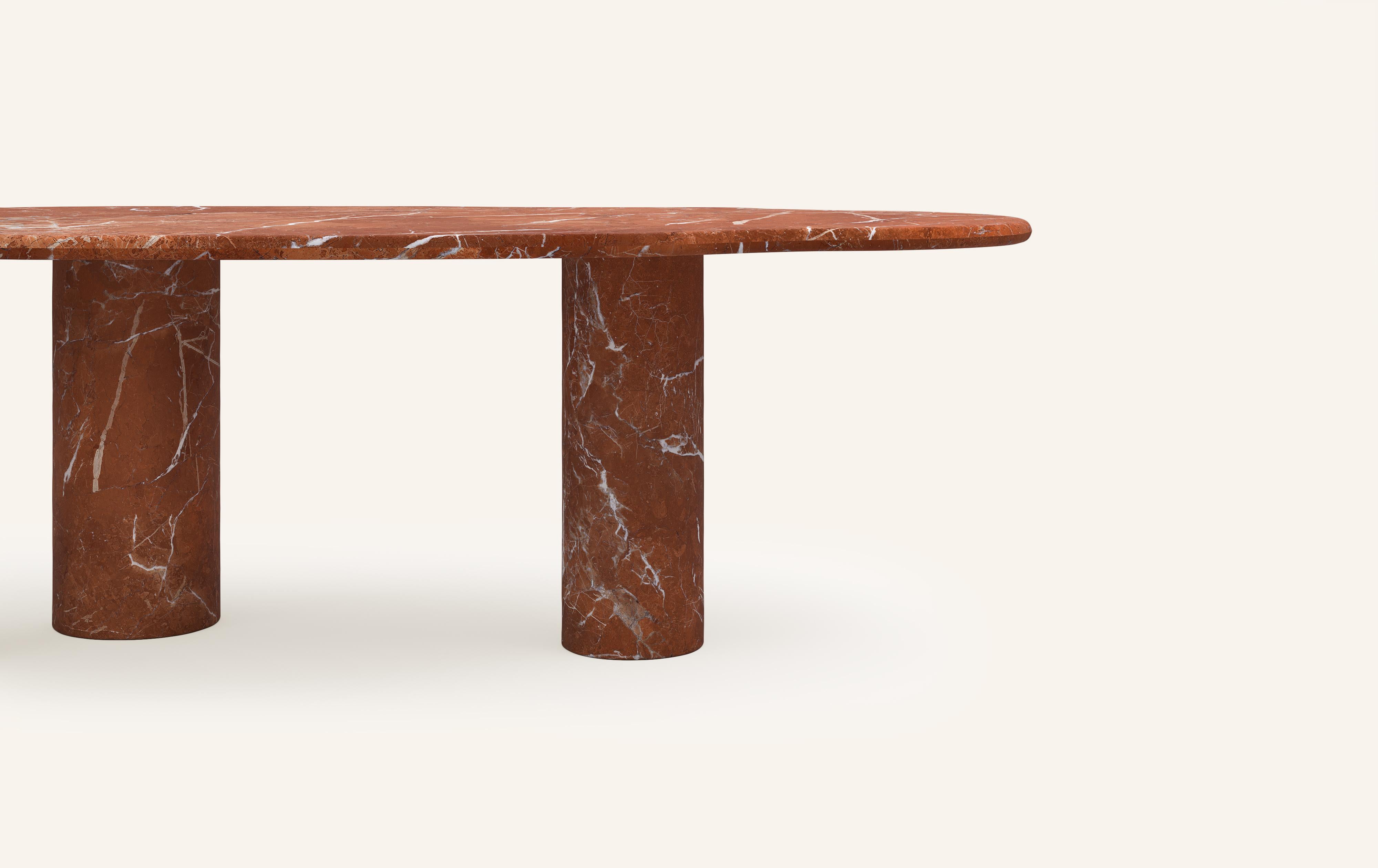 American FORM(LA) Lago Freeform Dining Table 108”L x 48”W x 30”H Rojo Alicante Marble For Sale