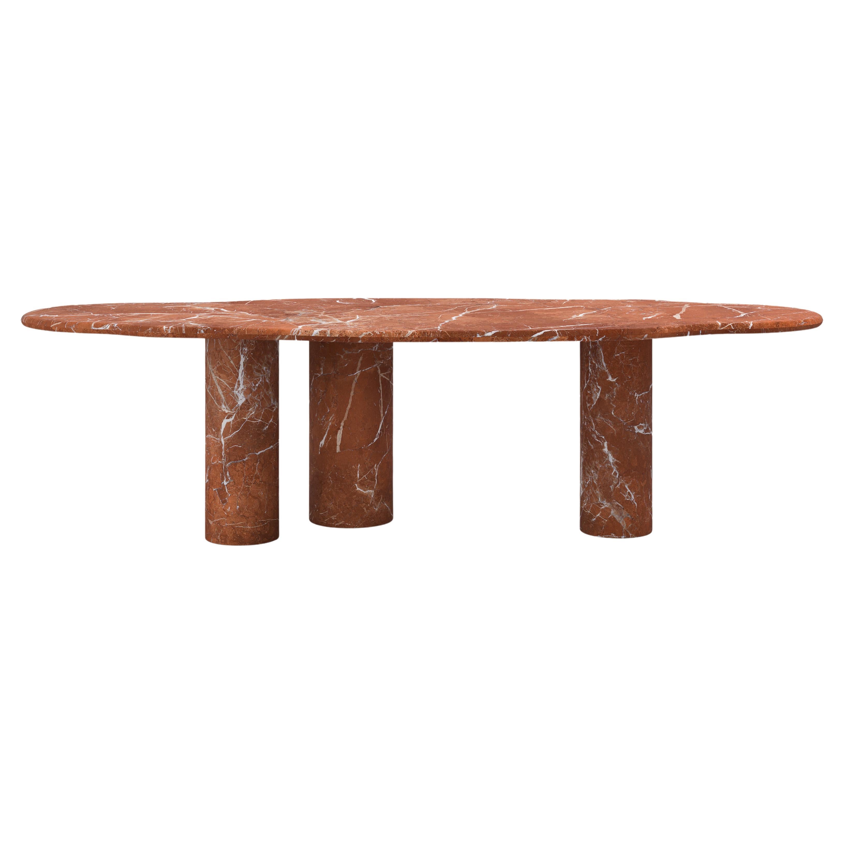 FORM(LA) Lago Freeform Dining Table 108”L x 48”W x 30”H Rojo Alicante Marble For Sale