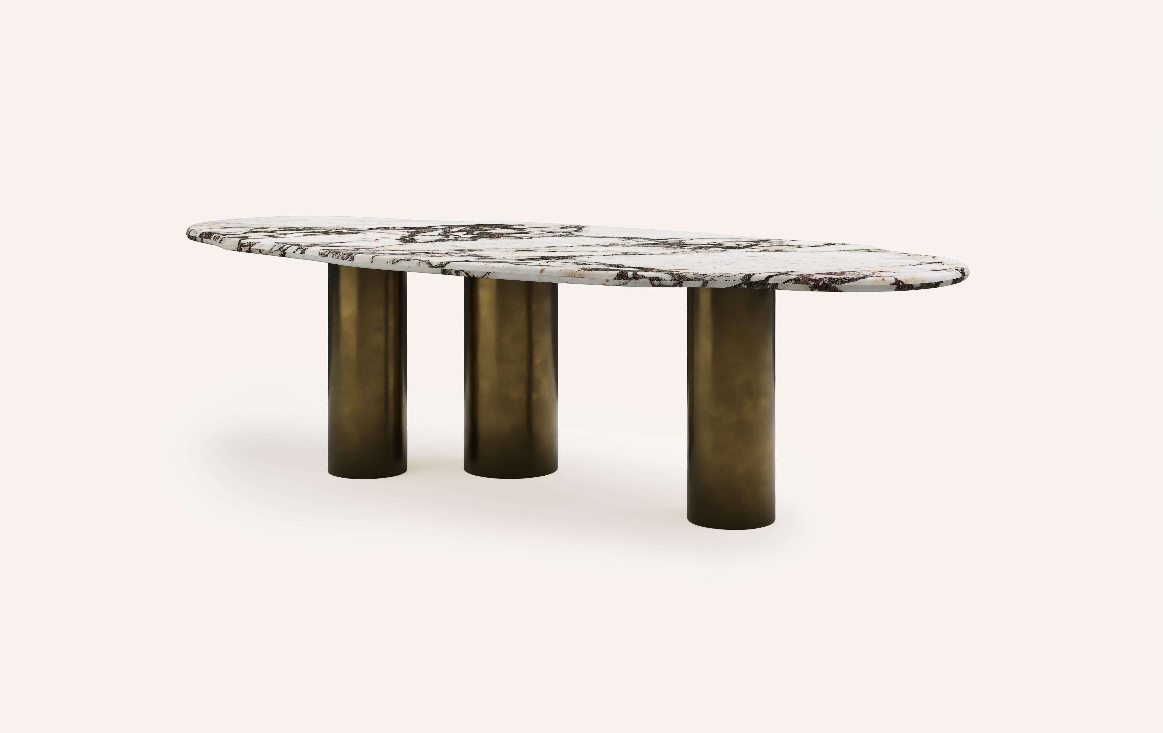 Organic Modern FORM(LA) Lago Freeform Dining Table 108”L x 48”W x 30”H Viola Marble & Bronze For Sale