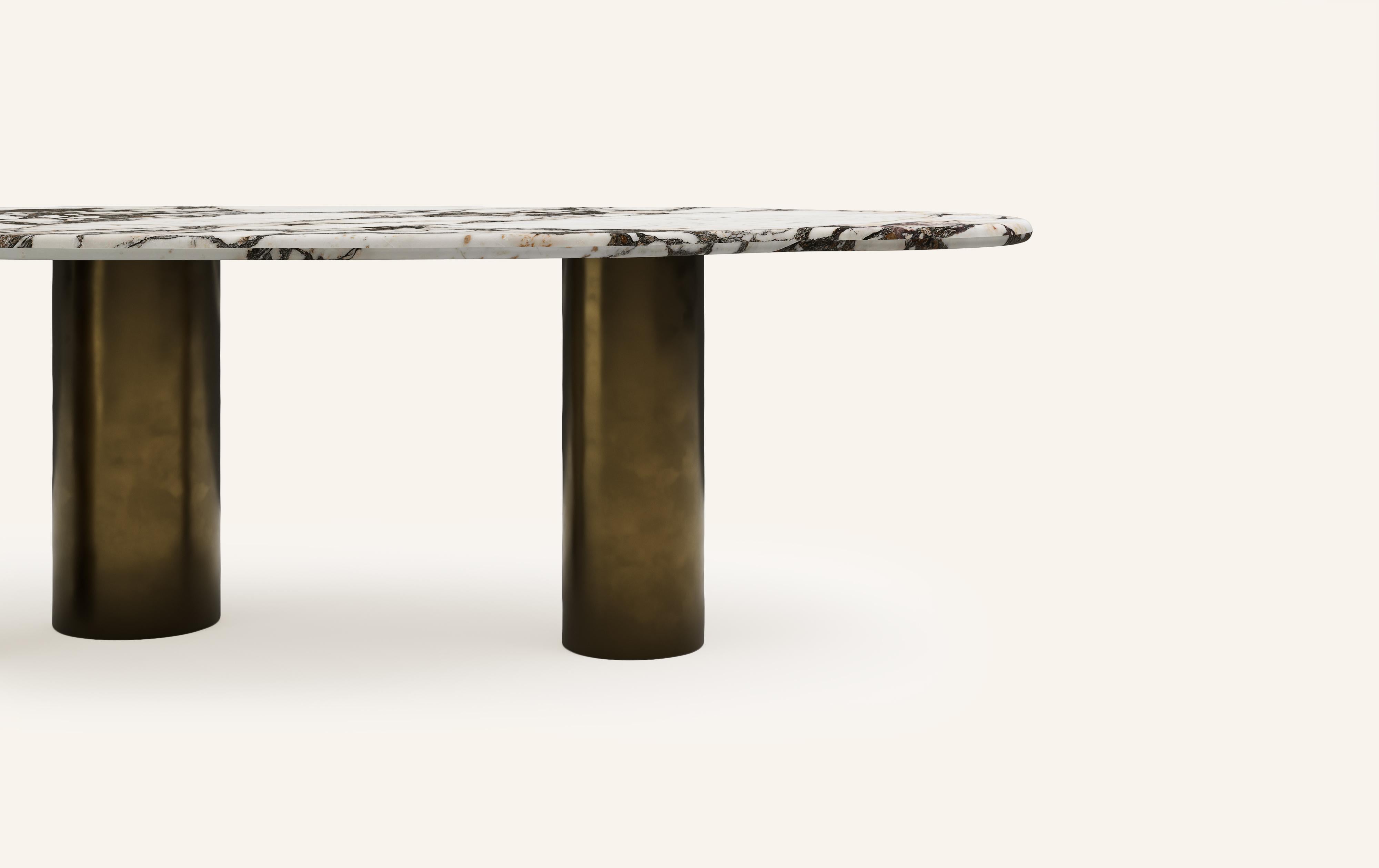 American FORM(LA) Lago Freeform Dining Table 108”L x 48”W x 30”H Viola Marble & Bronze For Sale