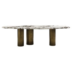 FORM(LA) Lago Freeform Dining Table 108”L x 48”W x 30”H Viola Marble & Bronze