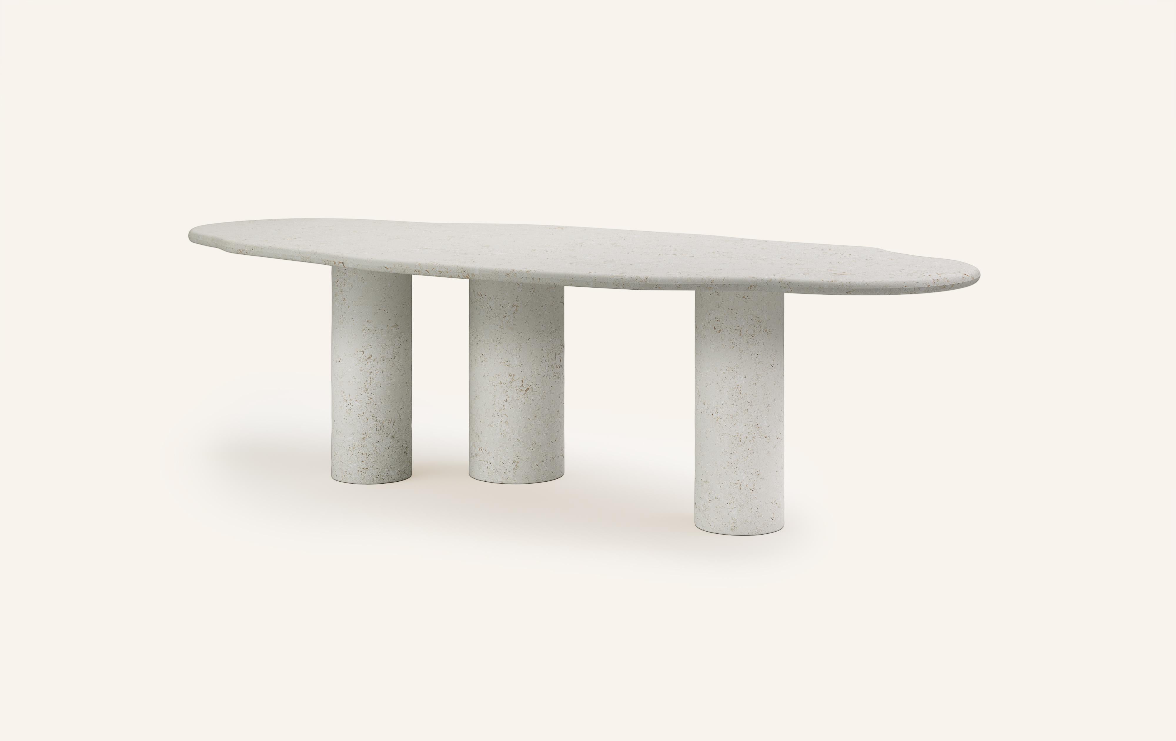 Organic Modern FORM(LA) Lago Freeform Dining Table 84”L x 42”W x 30”H Limestone Oceano For Sale