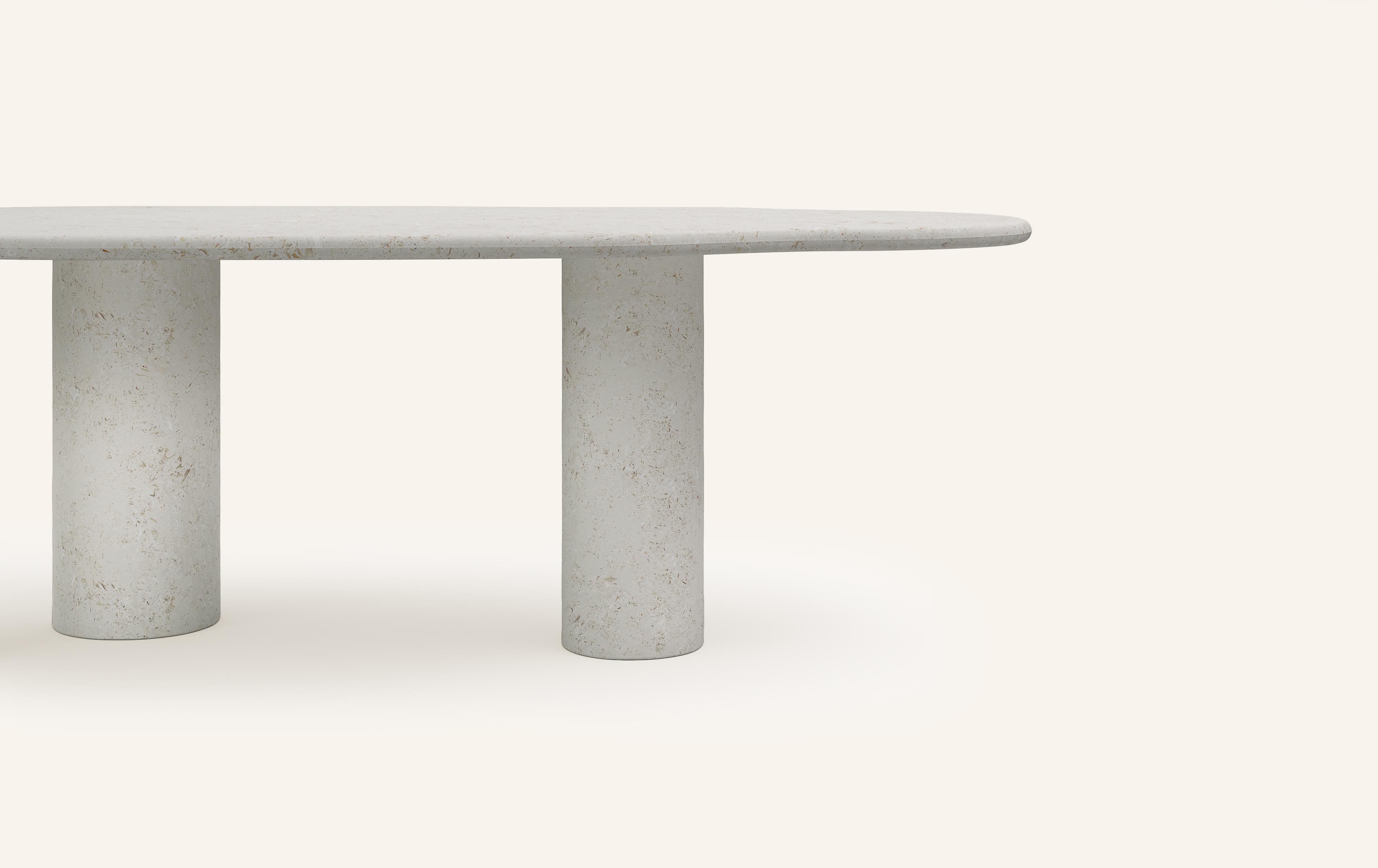 American FORM(LA) Lago Freeform Dining Table 84”L x 42”W x 30”H Limestone Oceano For Sale