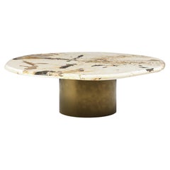FORM(LA) Lago Round Coffee Table 36”L x 36”W x 14”H Quartzite & Antique Bronze