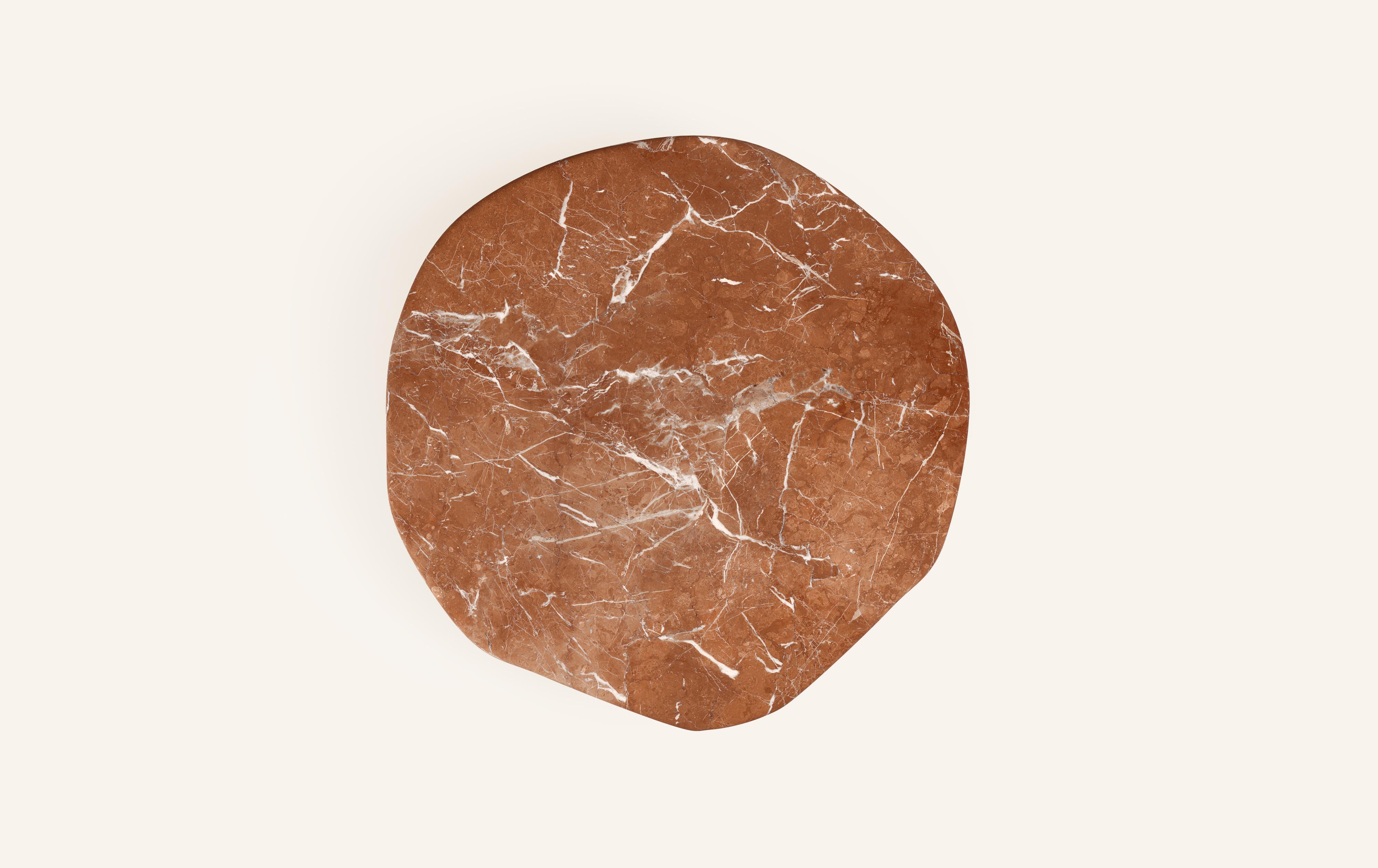 American FORM(LA) Lago Round Coffee Table 36”L x 36”W x 14”H Rojo Alicante Marble For Sale