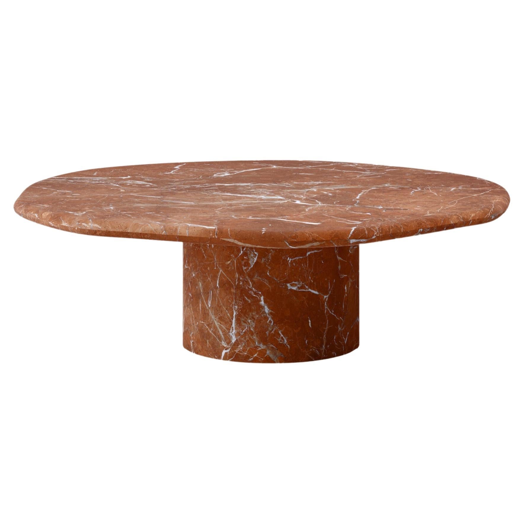 FORM(LA) Lago Round Coffee Table 36”L x 36”W x 14”H Rojo Alicante Marble For Sale