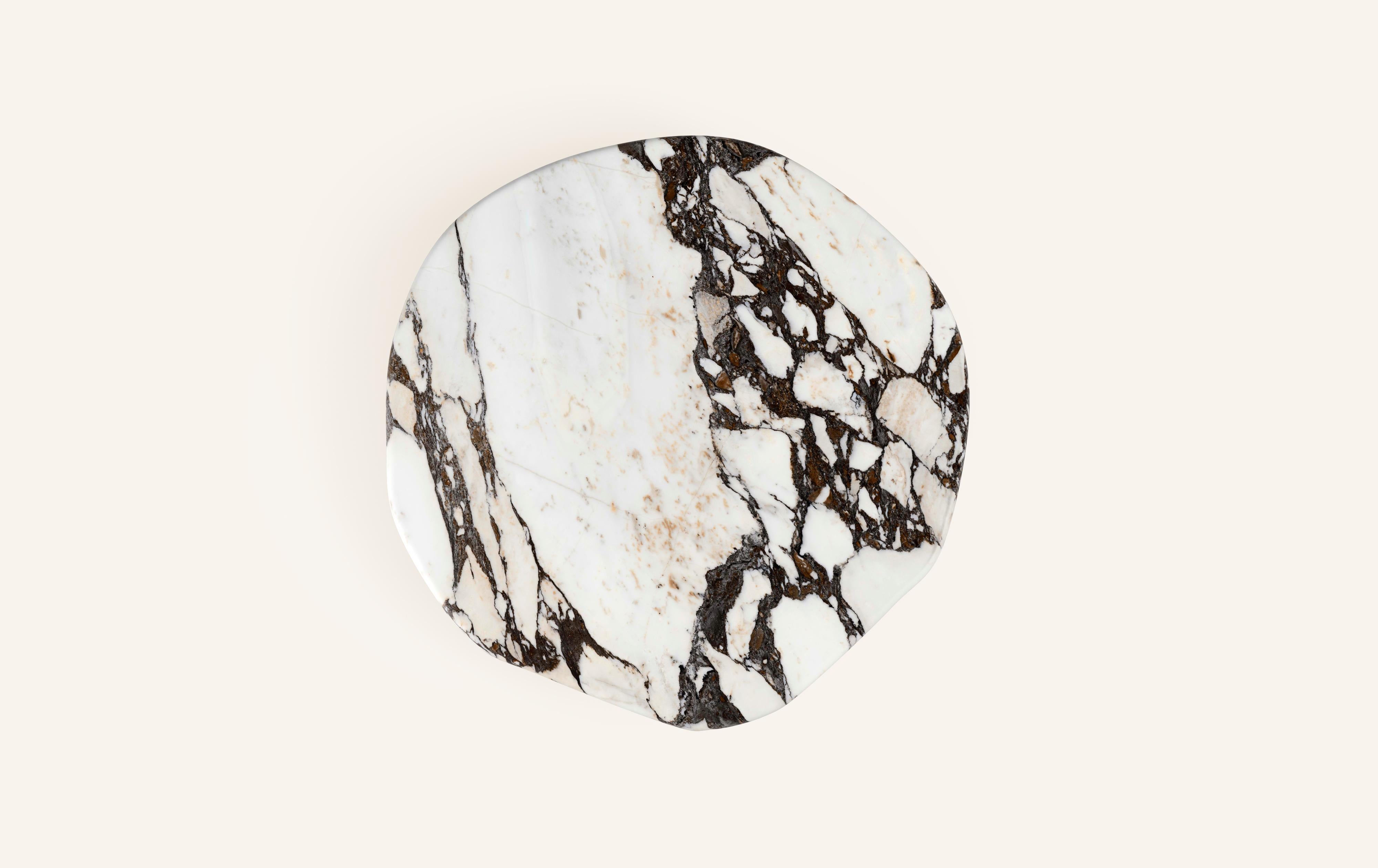 American FORM(LA) Lago Round Coffee Table 36”L x 36”W x 14”H Viola Marble & Bronze For Sale