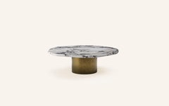 FORM(LA) Lago Round Coffee Table 54”L x 54”W x 14”H Oyster Marble & Bronze