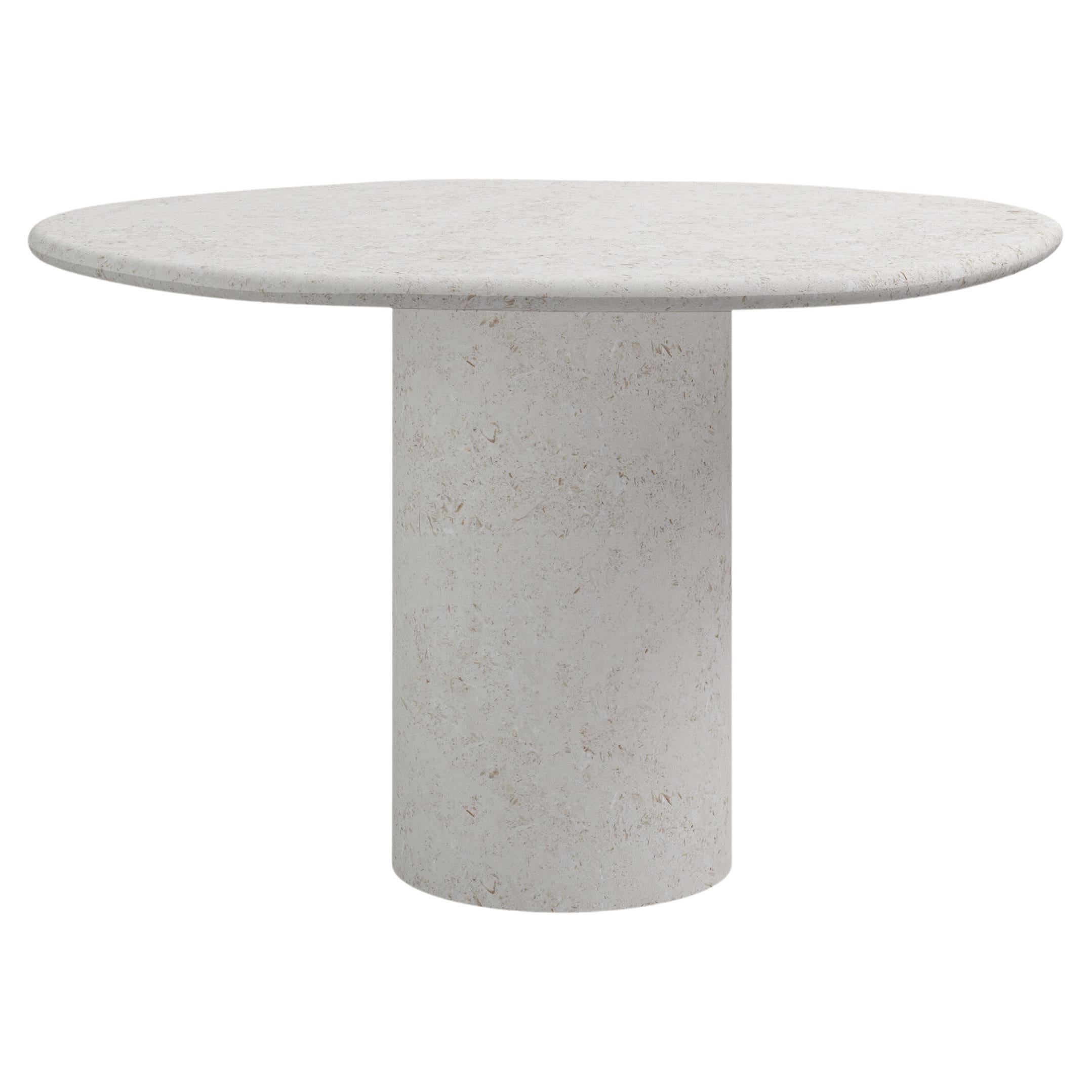 FORM(LA) Lago Round Dining Table 36”L x 36”W x 30”H Limestone Oceano For Sale