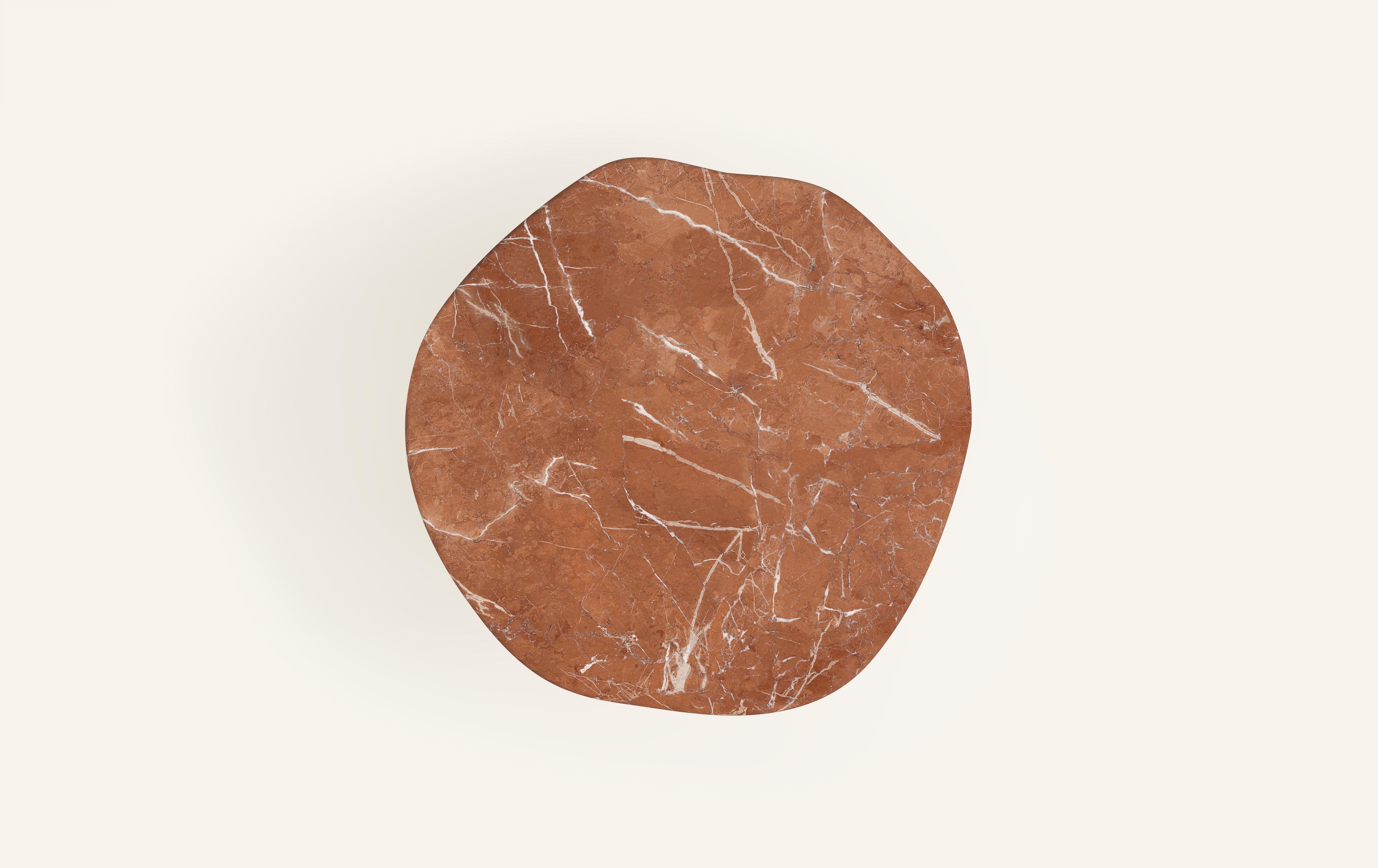 Organic Modern FORM(LA) Lago Round Dining Table 36”L x 36”W x 30”H Rojo Alicante Marble For Sale